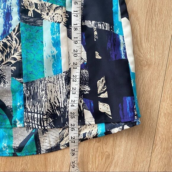 Nic + Zoe Arsty Vibrant Abstract Printed Polyester Button Up Shirt Blouse - Picture 5 of 6